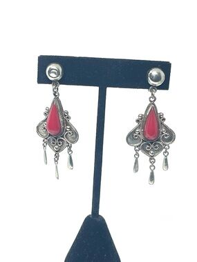 Red Dangling Earrings Made in Mexico